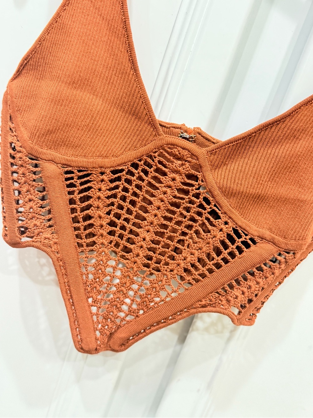 Windsor Rust Brown Crochet Bustier Tank Top - Picture 2 of 4